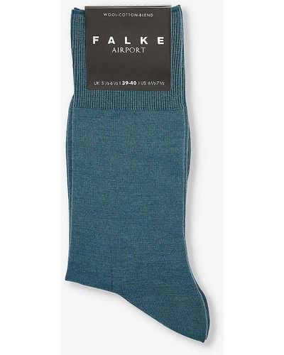 FALKE Airport Logo-print Wool-blend Knitted Socks - Blue