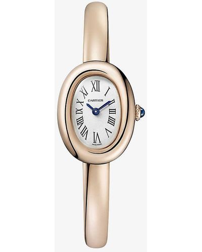 Cartier Unisex Baignoire 18ct Rose-gold Quartz Watch - White
