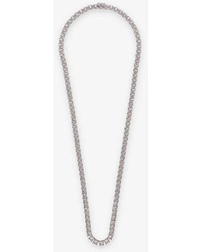 Hatton Labs Tennis Spike-embellished Sterling- And Cubic Zirconia Necklace - White