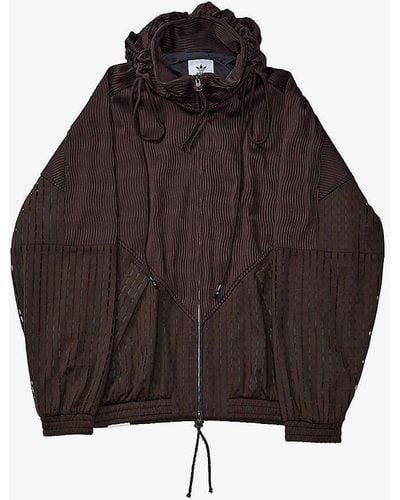 Song For The Mute X Adidas Brand-patch Relaxed-fit Stretch Recycled Polyester-blend Jacket X - Brown