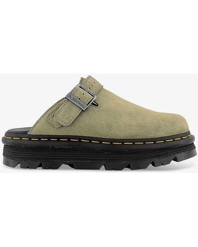 Dr. Martens Zebzag Platform Suede Mules - Green