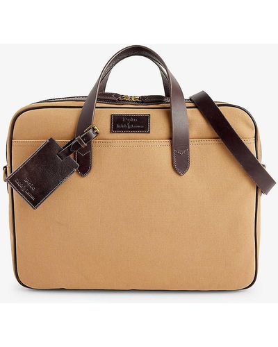 Polo Ralph Lauren Business Brand-patch Rectangle-shape Cotton Briefcase - Natural