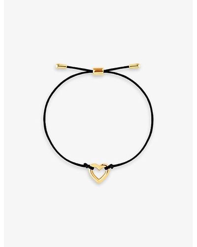 Astrid & Miyu Heart 18ct Yellow Gold-plated Sterling-silver And Cord Bracelet - White