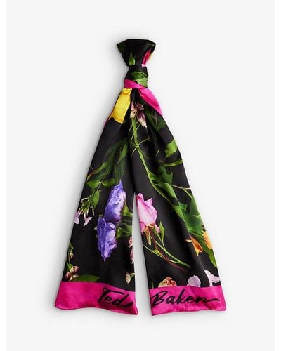 Ted Baker Amiie Floral-print Silk Scarf - White