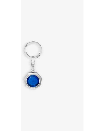 Cartier Santos De Brand-engraved Stainless-steel And Resin Keyring - Blue