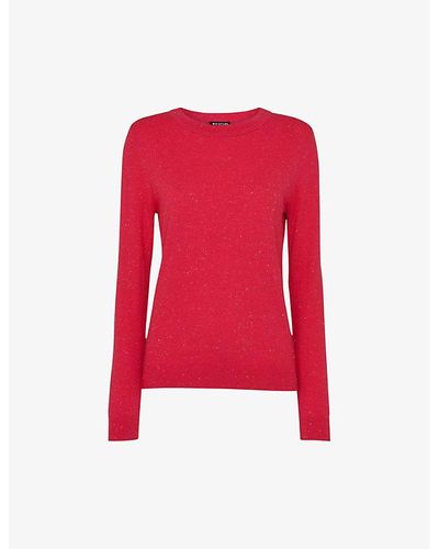 Whistles Annie Glitter-embellished Knitted Sweater - Red