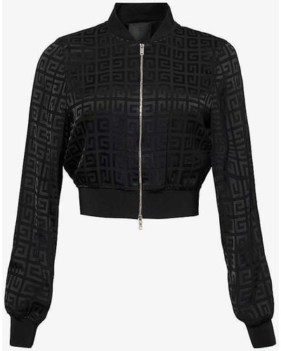 Givenchy Monogram-jacquard Cropped Woven-blend Jacket - Black