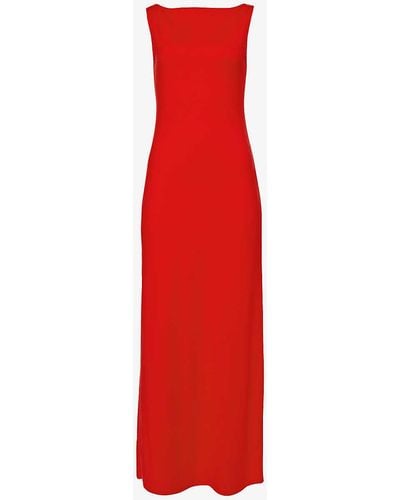 Reformation Raine Boat-neck Stretch-jersey Maxi Dress - Red