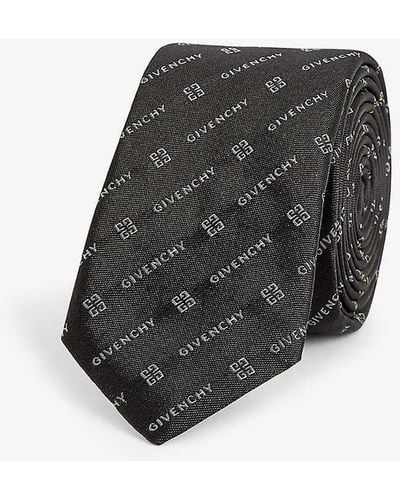 Givenchy Logo Text-weave Silk Tie - Black