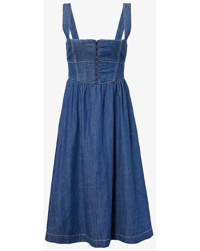 Reformation Tagliatelle Sleeveless Denim Midi Dress - Blue