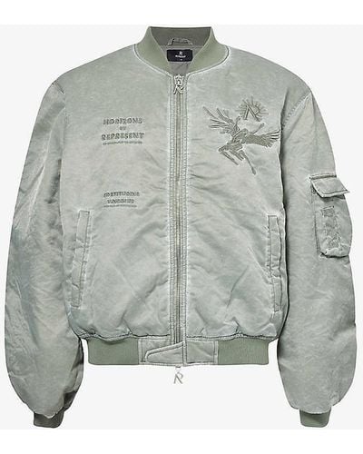 Represent Horizons Flight Brand-embroidered Regular-fit Shell Bomber Jacket - Grey