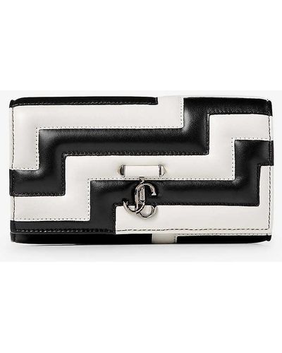 Jimmy Choo Avenue Leather Wallet-on-chain - White