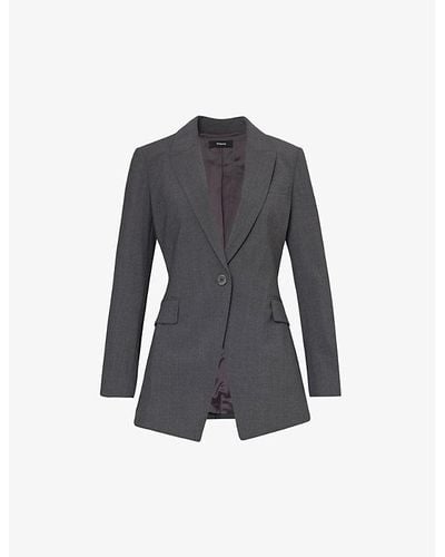 Theory Etiennette Single-breasted Regular-fit Stretch-wool Blazer - Blue