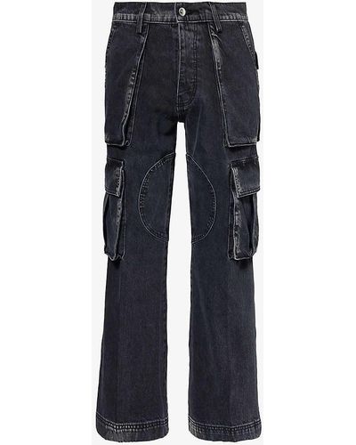 NAHMIAS Faded-wash Straight-leg Cargo Jeans - Blue