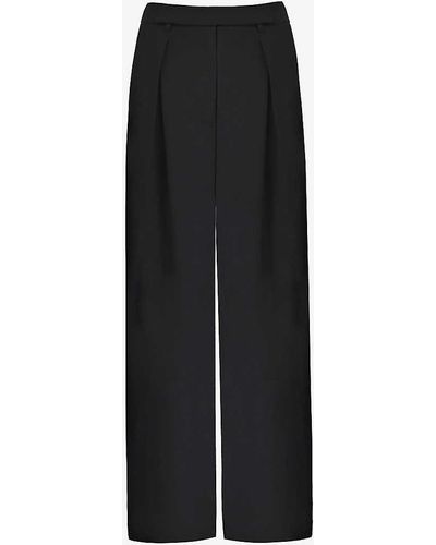 Ro&zo Pressed-pleat Straight-leg Mid-rise Stretch-woven Trousers - Black