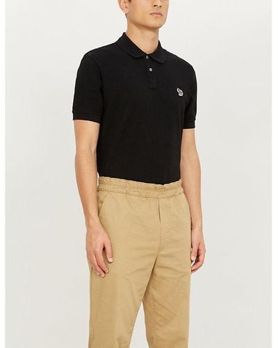 PS by Paul Smith Zebra-embroidered Cotton-piqué Polo Shirt X - Black