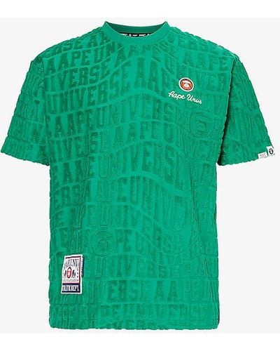 Aape Brand-patch Relaxed-fit Cotton-blend T-shirt - Green