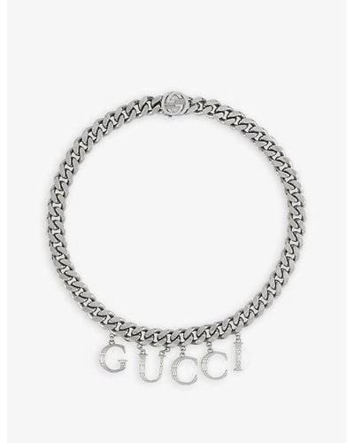 Gucci Logo-embellished -toned Brass Necklace - Metallic