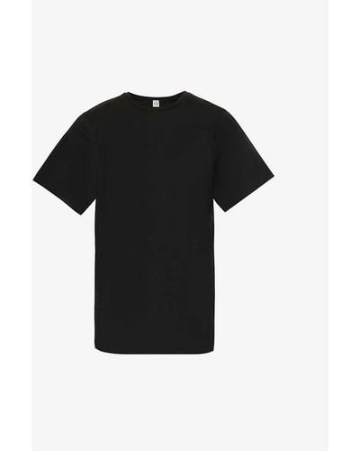 Totême Logo-embroidered Organic Cotton T-shirt - Black