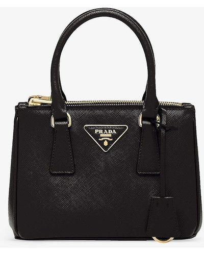 Prada Galleria Mini Saffiano-leather Tote Bag - Black