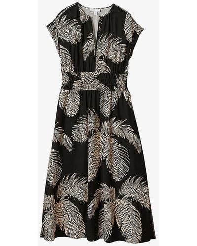 Reiss Colby Floral-print Woven Midi Dress - Green