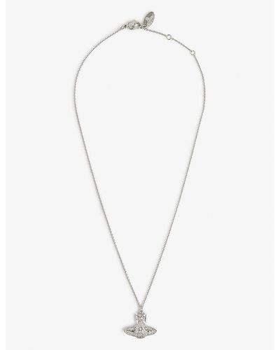 Vivienne Westwood Mini Bas Relief Brass And Cubic Zirconia Pendant Necklace - Metallic