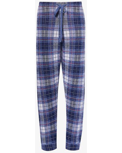 God's True Cashmere Unisex Checked Relaxed-fit Cashmere Trousers X - Blue