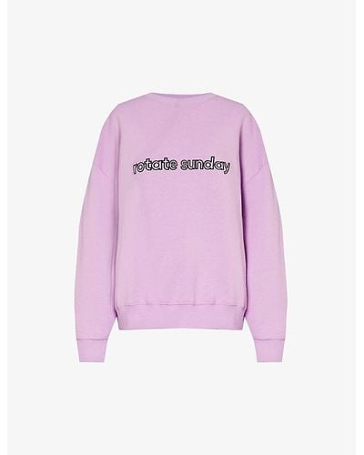 ROTATE SUNDAY Iris Brand-embroidered Organic-cotton Sweatshirt - Pink