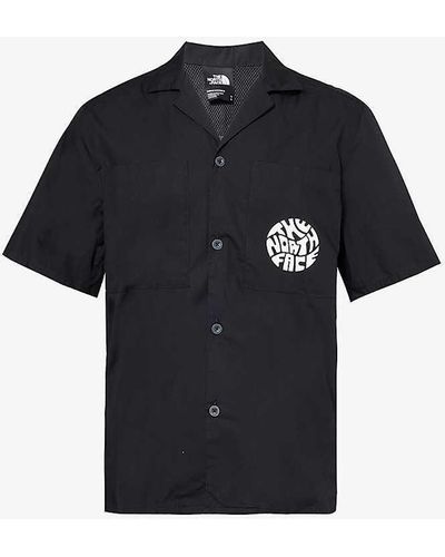 The North Face Brand-print Regular-fit Woven Shirt - Blue