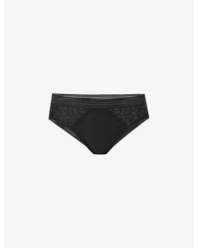 Wacoal Raffiné Mid-rise Lace Stretch-woven Brief - Black