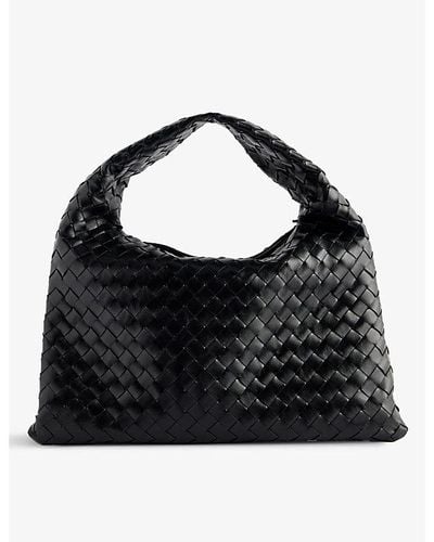 Bottega Veneta Intrecciato-weave Medium Leather Hobo Bag - Black
