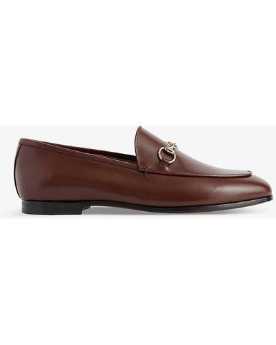 Gucci Jordaan Horsebit-embellished Leather Loafers - Brown