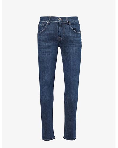 7 For All Mankind Slimmy Tapered Slim-fit Mid-rise Stretch-denim Jeans - Blue