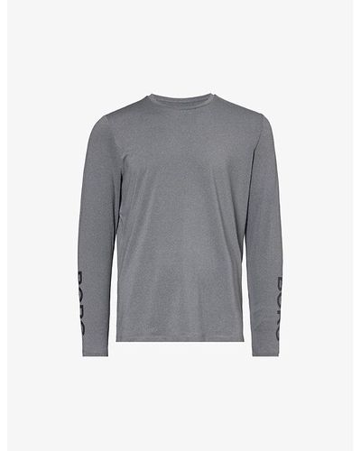 Björn Borg Brand-print Crewneck Stretch Recycled-polyester T-shirt - Grey