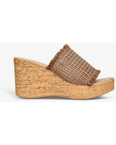 Carvela Kurt Geiger Ivy Branded Woven Wedge Sandals - Brown