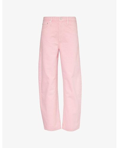 FRAME Long Barrel Five-pocket High-rise Wide-leg Jeans - Pink