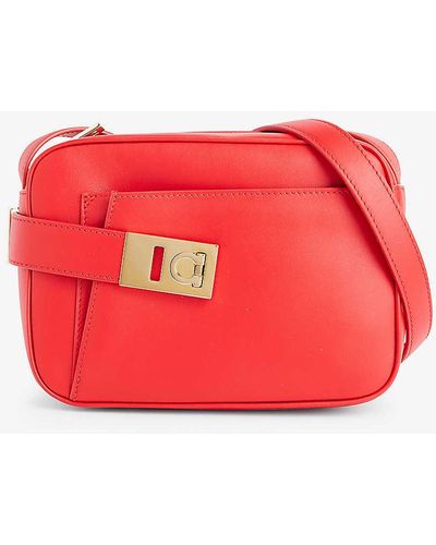 Ferragamo Archive Logo-plaque Leather Cross-body Bag - Red