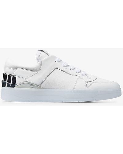 Jimmy Choo Florent F Logo-print Leather And Cotton-canvas Low-top Trainers - White