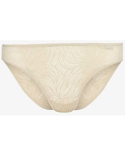 Calvin Klein Sheer Marquisette Embroidered Stretch-lace Briefs - White