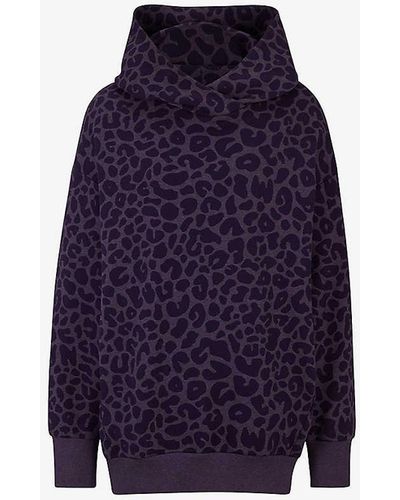 BOSS X Naomi Campbell Leopard-pattern Stretch Cotton-blend Hoody - Blue