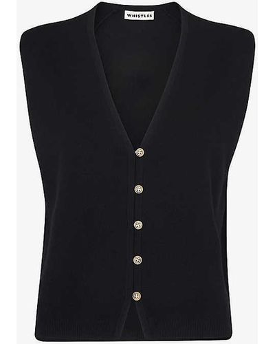 Whistles Bailey Button-through Cotton-blend Tank X - Black