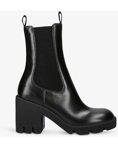 Burberry Stride Leather Heeled Mid-calf Boots - Black