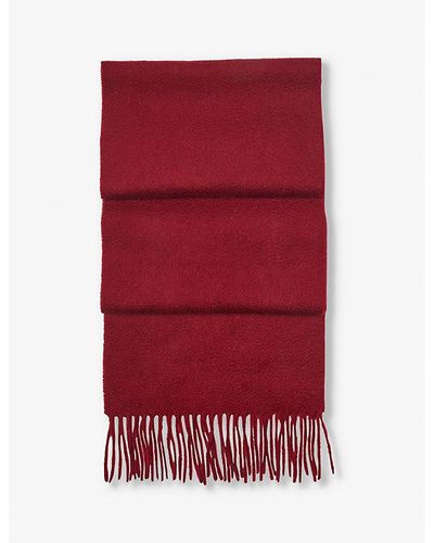 Aspinal of London Tasseled-edge Cashmere Scarf - Red