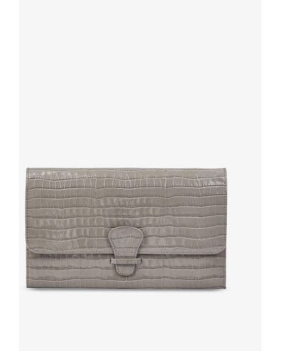 Aspinal of London Classic Crocodile-embossed Leather Travel Wallet - Grey