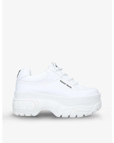 Naked Wolfe Sporty Vegan-leather Platform Sneakers - White