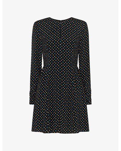 Whistles Scattered Hearts Graphic-print Woven Mini Dress - Black