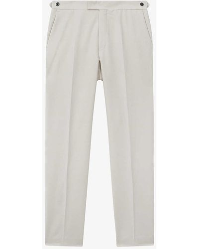 Reiss Grove Pressed-crease Slim-leg Stretch-woven Trousers - Grey