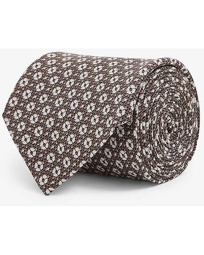 Reiss Antioco Medallion-print Silk Tie - Grey