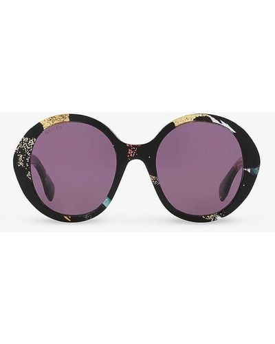 Gucci gg1628s Round-frame Acetate Sunglasses - Purple