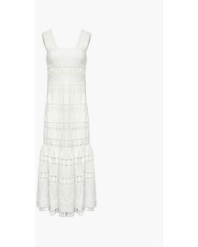 Zimmermann Square-neck Cut-out Linen Midi Dress - White